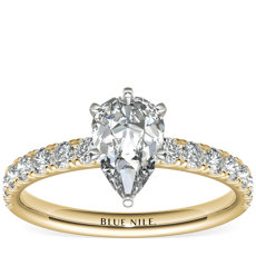 18k 金扇贝形密钉钻石订婚戒指（3/8 克拉总重量）